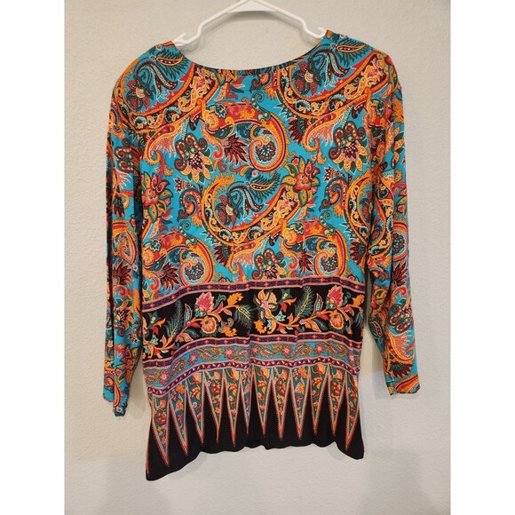 Vintage 80s Ruth Norman Signature Kaftan Style Top Size Medium Shoulder Pads - Picture 1 of 12